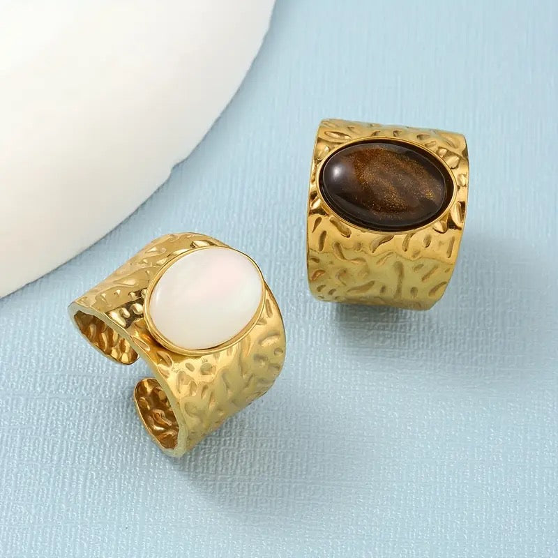 Oval Stone Cuff ring