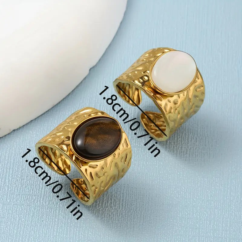 Oval Stone Cuff ring