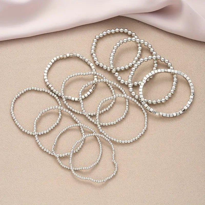Silver Beady Beads Bracelet