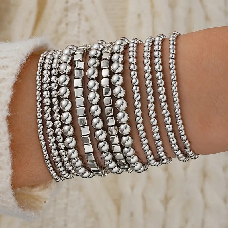 Silver Beady Beads Bracelet