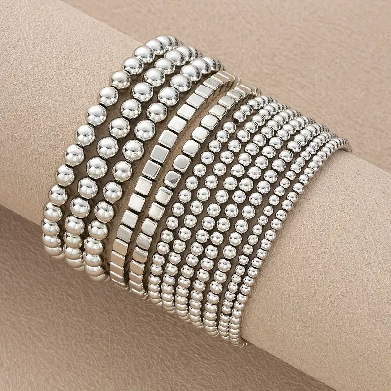 Silver Beady Beads Bracelet