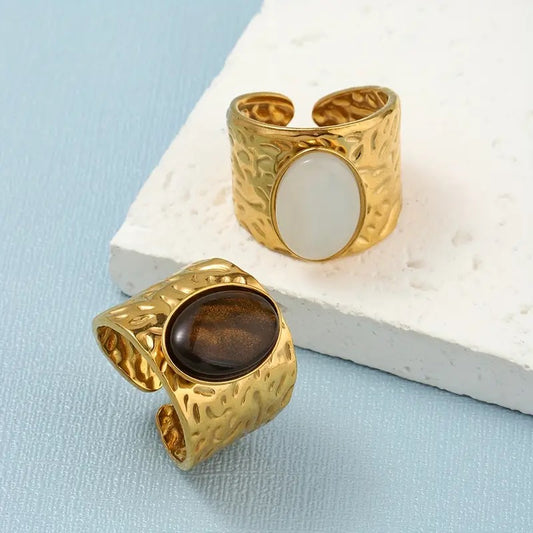 Oval Stone Cuff ring